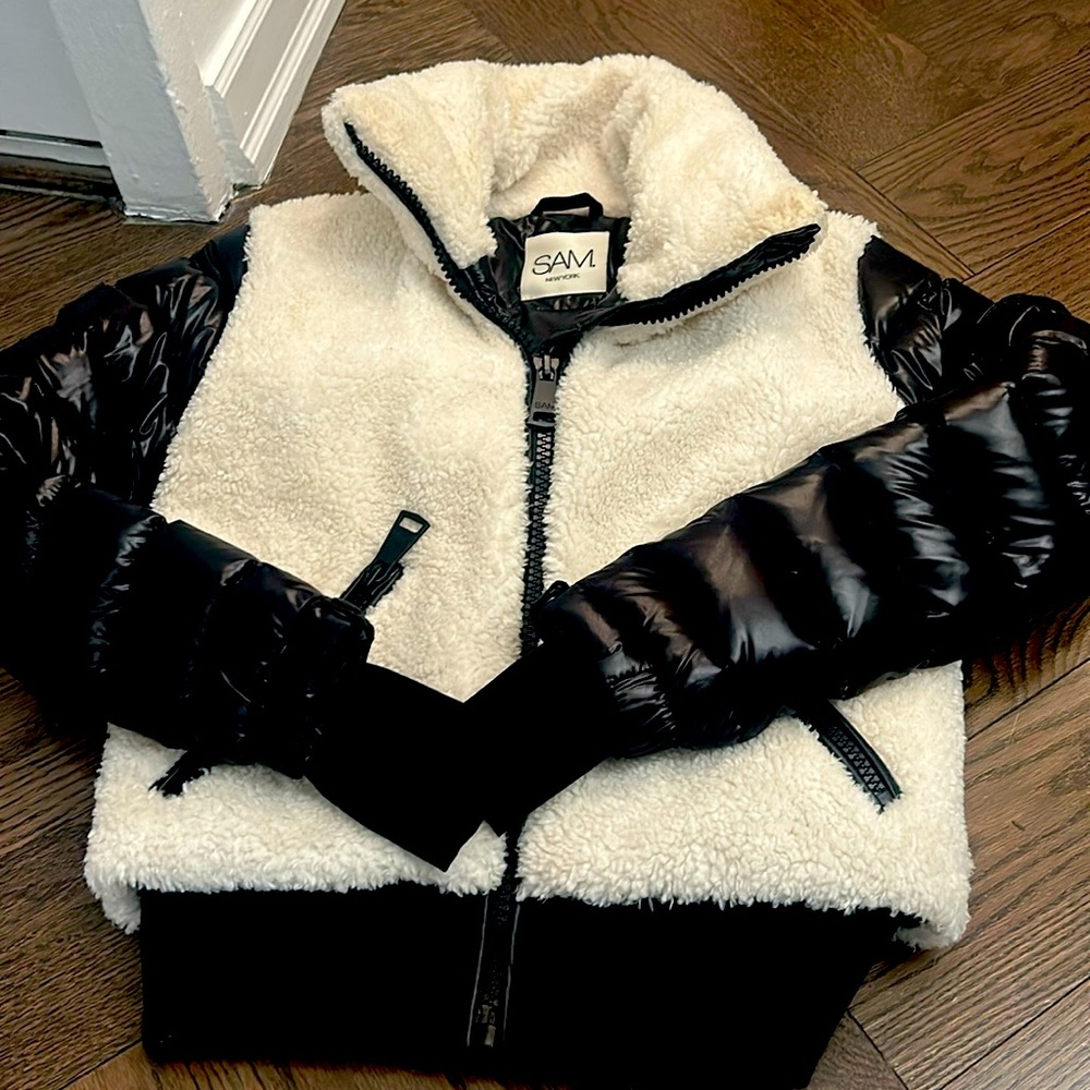 Barely worn SAM black and white jacket